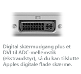 Fem måder at eksportere billeder på plus et DVI til ADC-mellemstik (ekstraudstyr), så du kan tilslutte Apples digitale flade skærme.