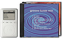 iPod sammenlignet med to CD'er.