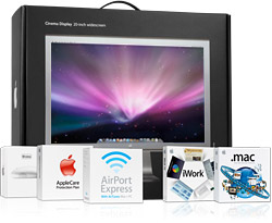 Kasse med MacBook Pro og andre kasser