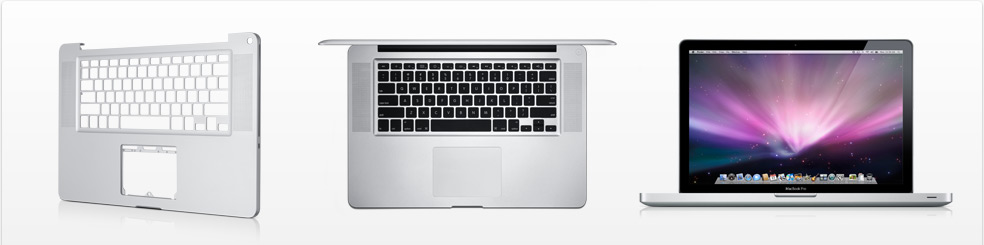 Various production states of MacBook laptop computer