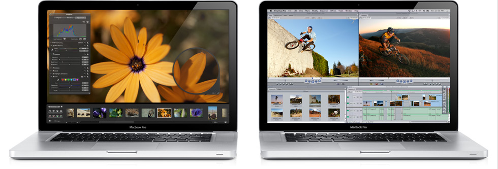 MacBook Pro laptop computers with Aperture 2 and Final Cut Studio software