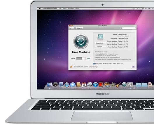 MacBook Air afvikler Time Machine