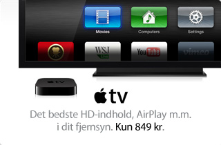 Apple TV. Det bedste HD-indhold, AirPlay m.m. i dit fjernsyn. Kun 849 kr.